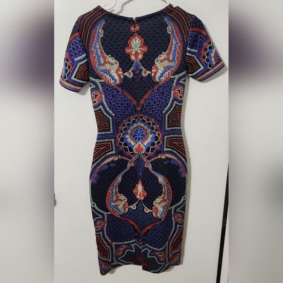 Pankaj & Nidhi Fitted Short Sleeve Scuba Dress, Mosaic Print, Size 2 - Picture 8 of 12